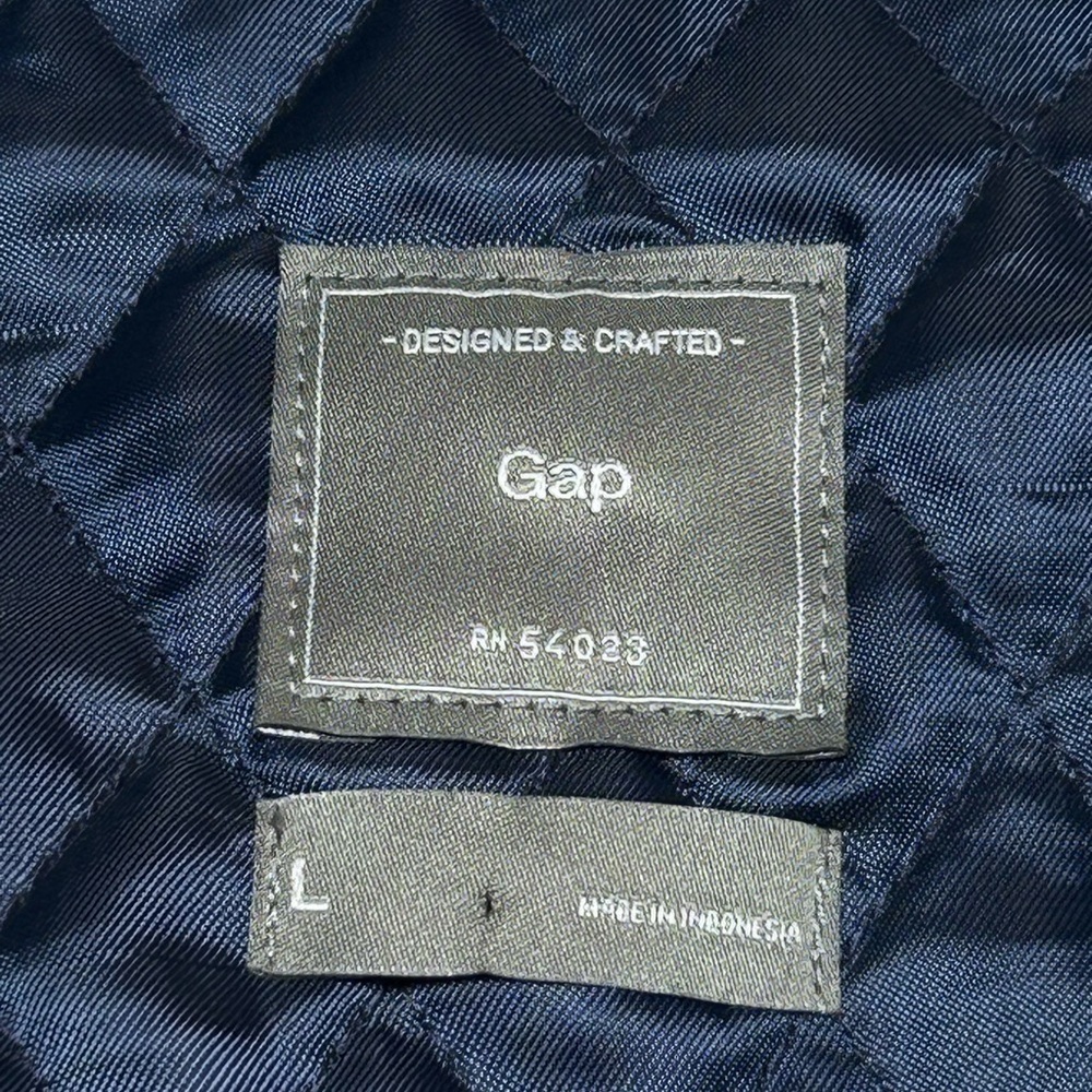 Gap Navy Blue Green Plaid Wool Blend Moto Jacket Quilted Inside Size Large - Picture 3 of 10